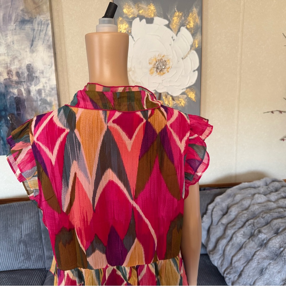 Colorful Ruffled Women's Blouse - Picture 10 of 16